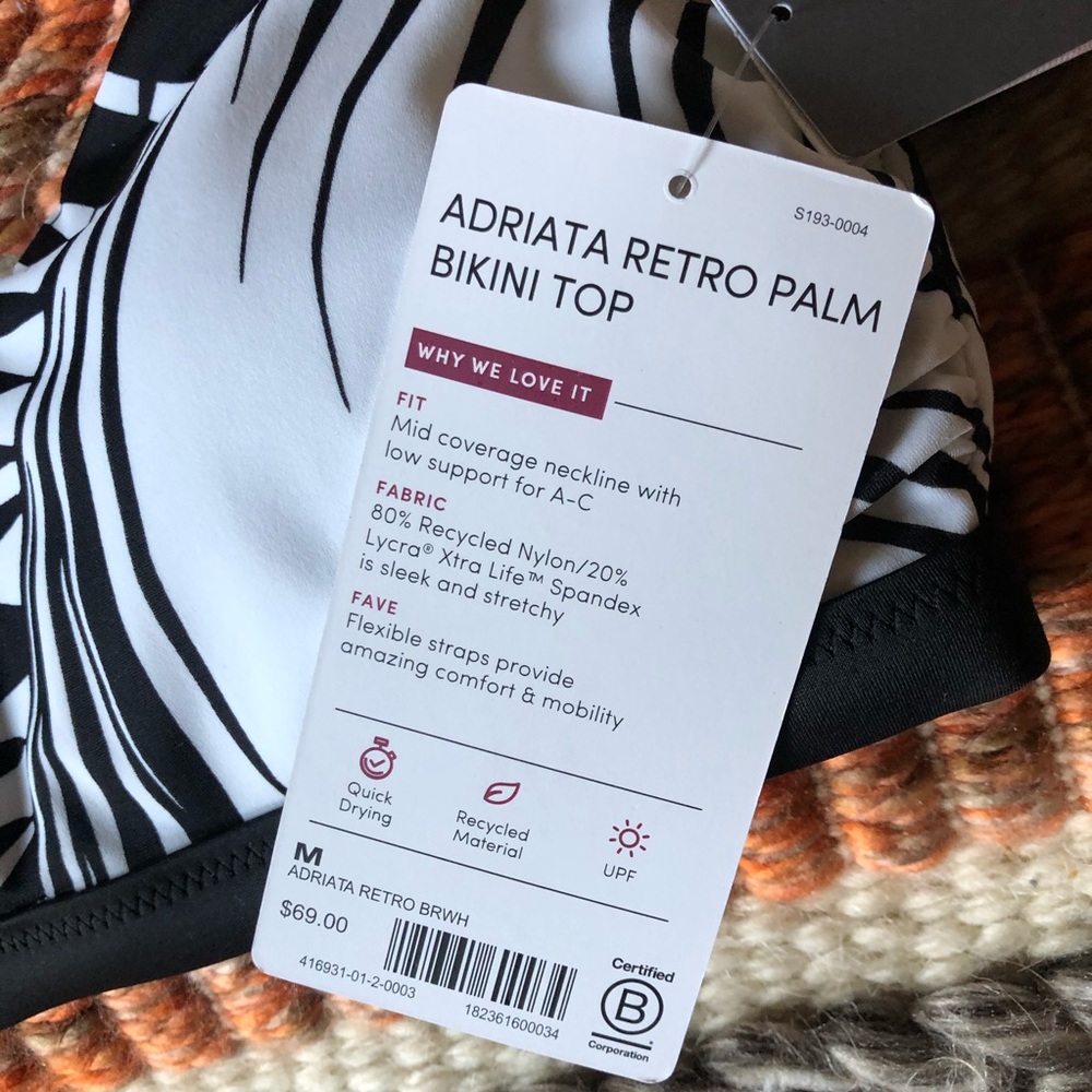 Athleta Adriata Retro palm bikini top Only medium - Picture 4 of 7